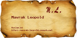 Mavrak Leopold névjegykártya